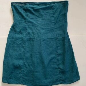 Anthropologie teal tunic top short mini dress large linen blend New NWT RARE HTF